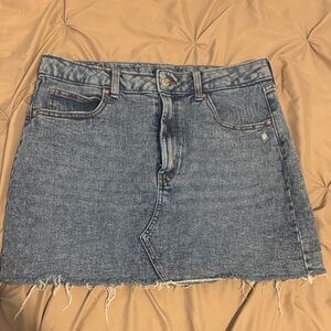 wild fable Light Blue Raw-Hem Denim Mini Skirt
